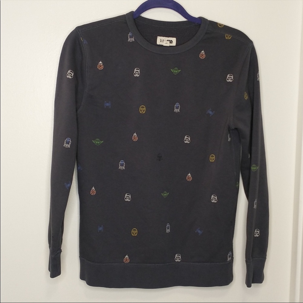 Gap star wars navy blue sweatshirt r2d2 cp30 yodi bb8 stormtrooper Darth Vader